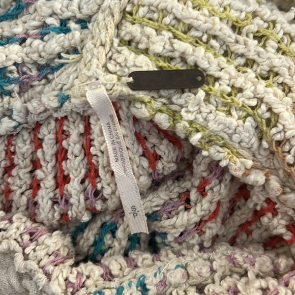 Free People Sit Next To Me Boho Knit Multi-Colored Oversized Hoodie Size Small - Picture 6 of 7